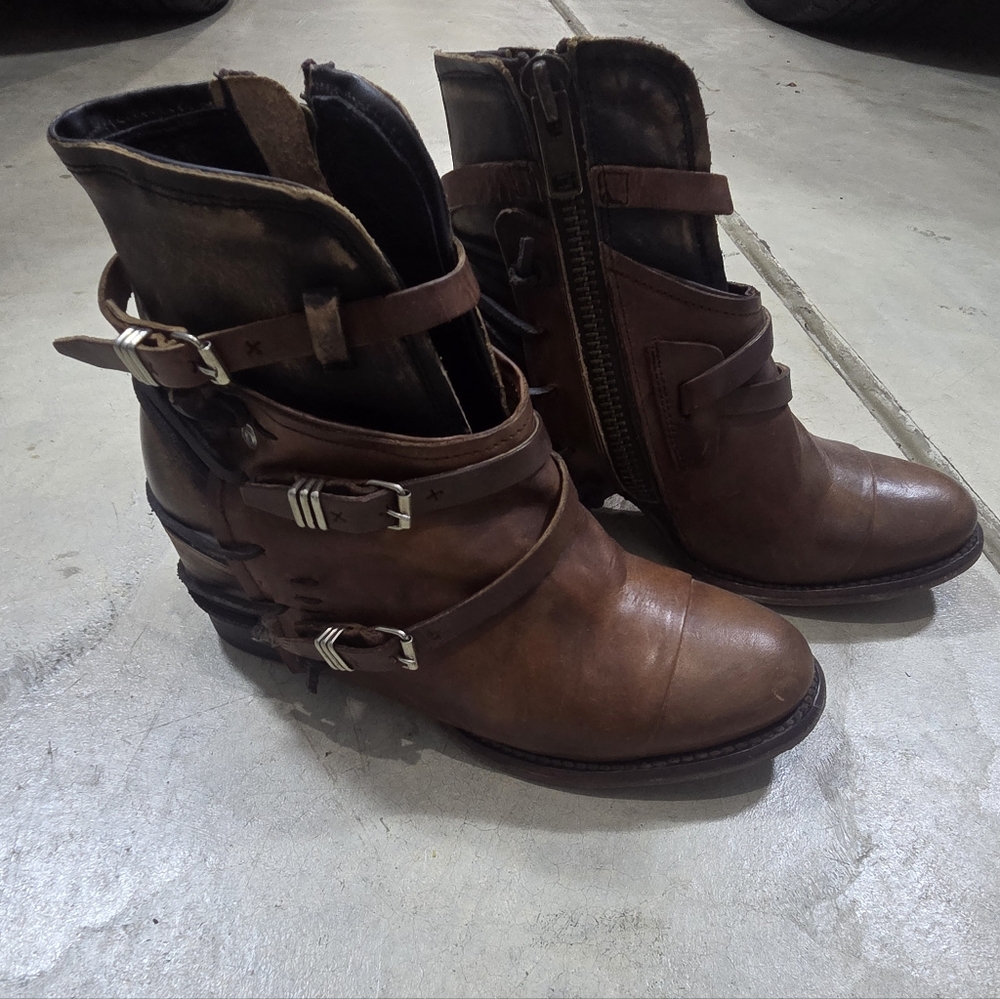 Freebird Crue Brown Leather Boots Size 9